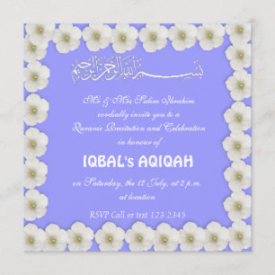 Invitación Azul musulmán Aqiqah del bebé