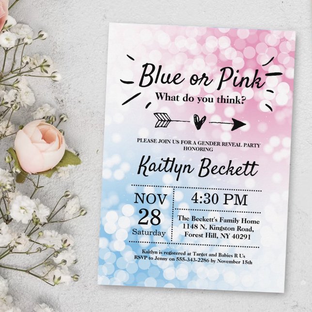 Invitación ¿Azul O Rosa Moderno? Fiesta de Revelación de Géne (Subido por el creador)