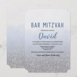 Invitación azul ombre para Bar Mitzvah