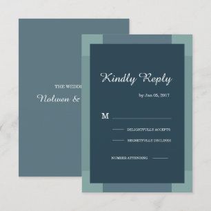 Invitación Azul oscuro naval verde turquesa moderno RSVP de b