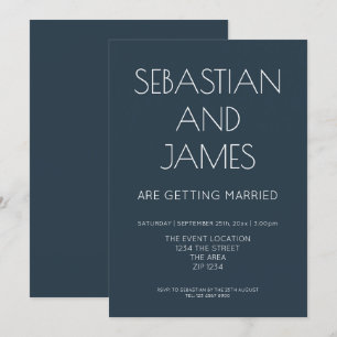 Invitación Azul Oscuro Sencillo Y Elegante Con Tipo Blanco