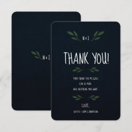 Invitación Azul oscuro y hojas verdes Vegetación Gracias rúst