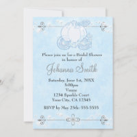 Invitación azul para despedida de soltera con carr