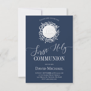 Invitación azul para primera comunión