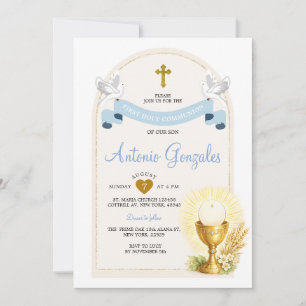 Invitación Azul para Primera Comunión