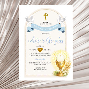 Invitación Azul para Primera Comunión