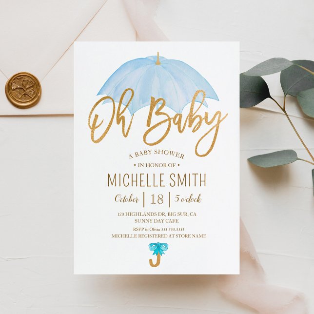 Invitación Azul paraguas del amor Sprinkle Baby Shower (Subido por el creador)