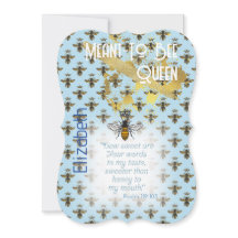 Azul Pastel De Lujo Abeja Reina Cuadrícula Dorada