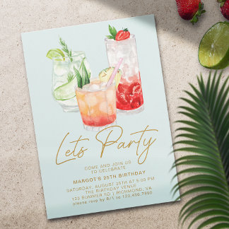 Invitación Azul Pastel | Fiesta de Cumpleaños Chic de Verano