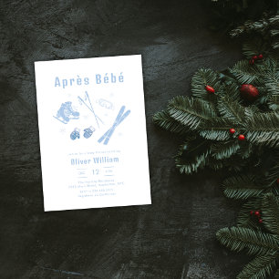 Invitación Azul Pastel Invierno Après Bébé Ski Baby Shower
