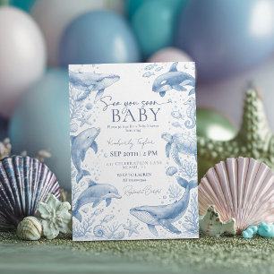 Invitación Azul Pastel Mar Te Vemos Pronto Bajo el Mar Shower