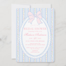 Invitación Azul Pastel Vintage Elegante Lluvia de Flores para