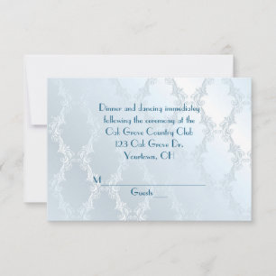 Invitación Azul Perla Damask RSVP