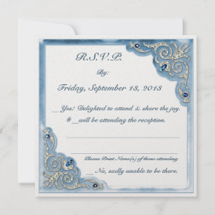 Invitación Azul Perla (Tarjeta de respuesta de boda)