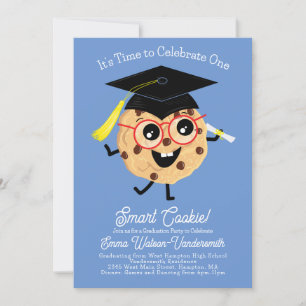Invitación Azul Personalizado del Partido de Graduación Cute