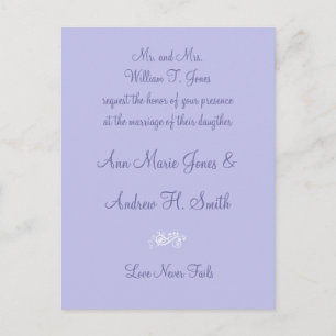 Invitación azul pervinca para boda de cualquier co