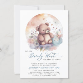 Invitación Azul Podemos Esperar A Bear Boy Baby Shower