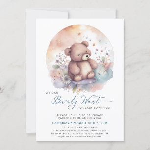 Invitación Azul Podemos Esperar A Bear Boy Baby Shower