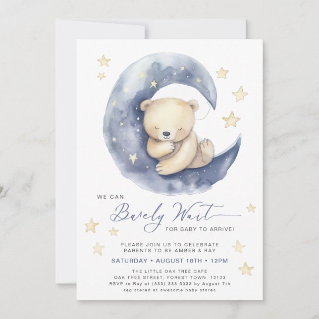 Invitación Azul Podemos Esperar A Un Chico Cuerdo Baby Shower (Anverso)