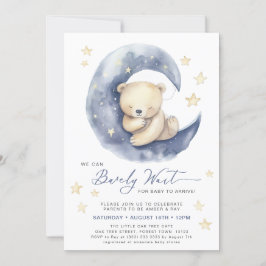 Invitación Azul Podemos Esperar A Un Chico Cuerdo Baby Shower