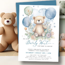 Invitación Azul Podemos Esperar A Un Chico Cuerdo Baby Shower