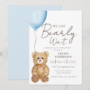 Invitación Azul Podemos Esperar Apenas Niño Baby Shower