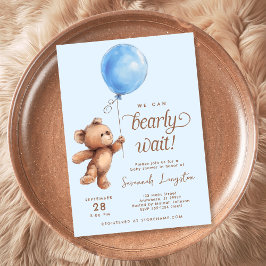Invitación Azul Podemos Esperar Baby Shower