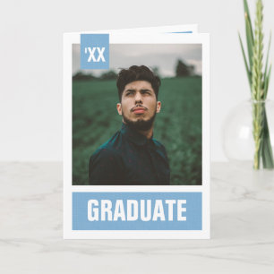 Invitación Azul Polvo Moderno Texturizado Foto Graduación