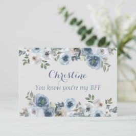 Invitación Azul Polvo y Gris Floral Sé mi Dama de Honor
