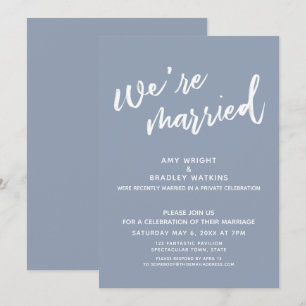 Invitación Azul Polvoriento Estamos Casados Recepción Después