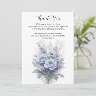 Invitación Azul polvoriento Simpatía Floral Funeral Gracias