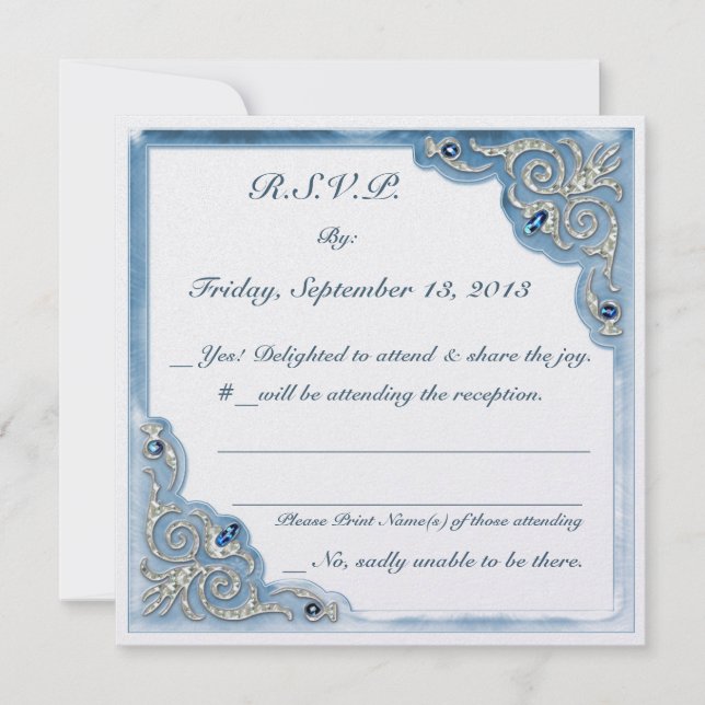 Invitación Azul prematuro (tarjeta de respuesta Boda) (Anverso)