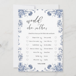 Invitación azul presupuesto Bridgerton Bridal Shower Game