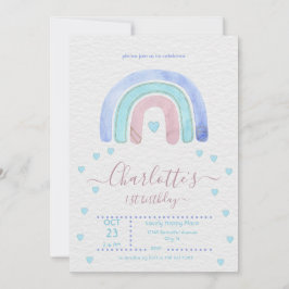 Invitación Azul Púrpura Arcoiris cualquier cumpleaños