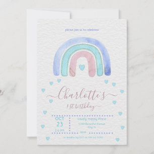 Invitación Azul Púrpura Arcoiris cualquier cumpleaños
