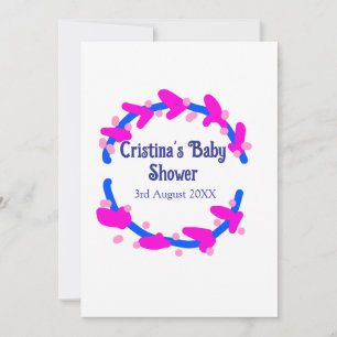 Invitación Azul púrpura ducha floral wreath boho add nam