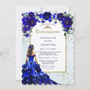 Invitación Azul real de Quinceañera