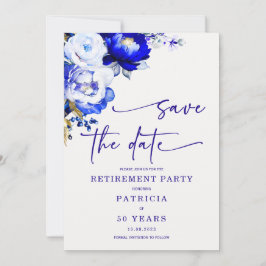 Invitación Azul Real y Azul Polvoriento Jubilación Guardar la