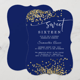 Invitación Azul Real y plateado Sweet Sixteen