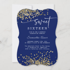 Invitación Azul Real y plateado Sweet Sixteen