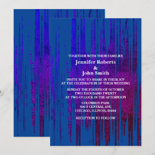 Invitación Azul Resumen Artesanía Purple Elegante Boda Boho