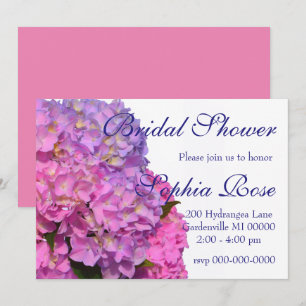 Invitación Azul rosa Hydrangeas flores púrpura elegantes