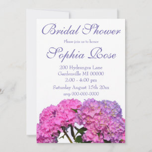 Invitación Azul rosa Hydrangeas flores púrpura elegantes