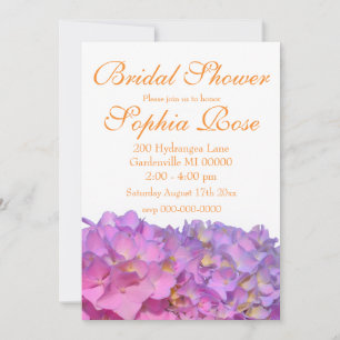 Invitación Azul rosa Hydrangeas flores púrpura elegantes