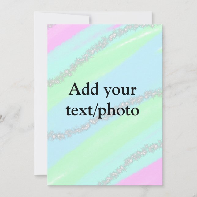 Invitación Azul rosa verde brillo destello pastel agregar nom (Anverso)