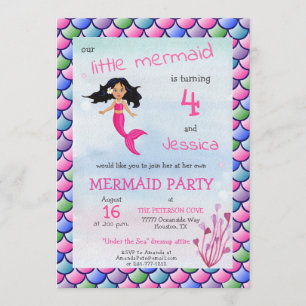 Invitación azul rosada de la fiesta de cumpleaños