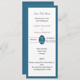 Invitación Azul simple personalizado Guardar la fecha