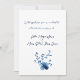 Invitación Azul sobre azul, flor en flor