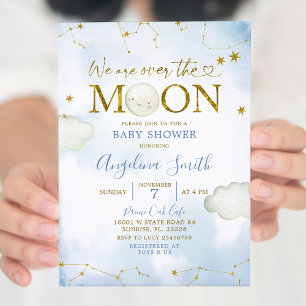Invitación Azul Sobre El Baby Shower De Constelación De La Lu