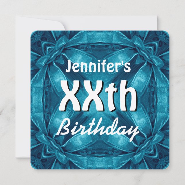 Invitación AZUL Sopla Cualquier Año Nombre Personalizado Cump (Anverso)